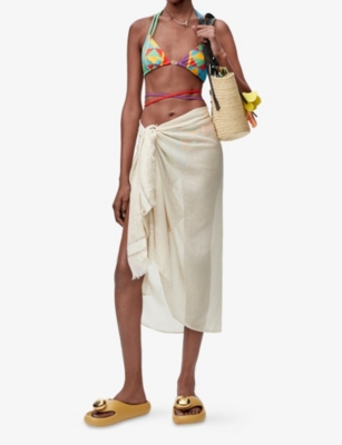 LOEWE: Loewe x Paula's Ibiza Anagram Brand-Print Cotton Pareo