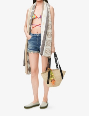 LOEWE: Loewe x Paula's Ibiza Anagram-Print Linen-Blend Scarf