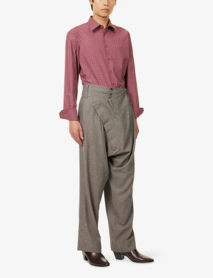 Vivienne Westwood Mens Red Ghost Checked Cotton Shirt In Brown