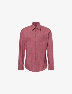 Vivienne Westwood Mens Red Ghost Checked Cotton Shirt In Brown