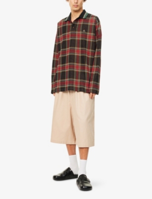 VIVIENNE WESTWOOD: Oversized Tartan Cotton-Jersey Polo Top