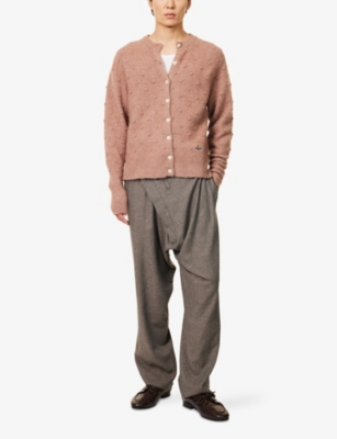Vivienne Westwood Mens Blush Rubina Orb-embroidery Stretch-wool Blend Cardigan In Pink