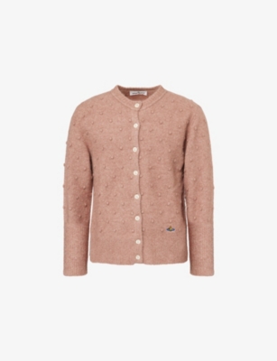 Vivienne Westwood Mens Blush Rubina Orb-embroidery Stretch-wool Blend Cardigan In Pink