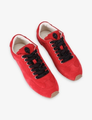 Kurt Geiger Womens Red Islington Suede Trainers Eur 37 / 4 Uk In Red