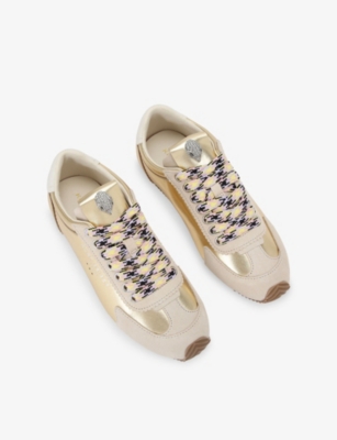 KURT GEIGER LONDON: Islington Metallic-Leather Low-Top Trainers