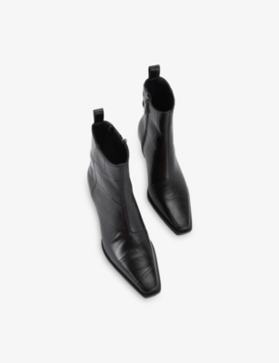 Kurt Geiger Womens Black Mini Eagle Heeled Leather Ankle Boots Eur 38/5 Uk In Black