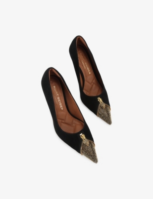 Kurt Geiger 95mm Zip Court Crystal Embellished Pumps In Black