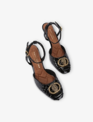 KURT GEIGER LONDON: Chelsea Snakeskin-Embossed Leather Courts