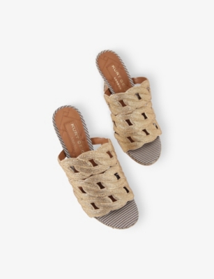 KURT GEIGER LONDON: Crystal Chain Woven Heeled Mules