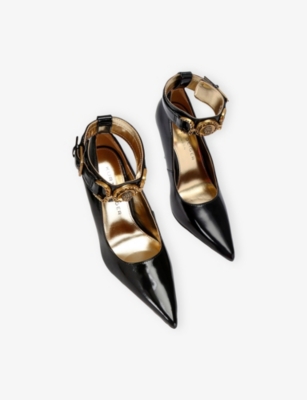 KURT GEIGER LONDON: Mansion Patent-Leather Ankle-Strap Court Heels