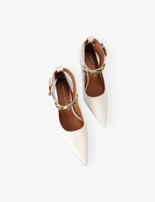 KURT GEIGER LONDON: Mansion Patent-Leather Ankle-Strap Court Heels