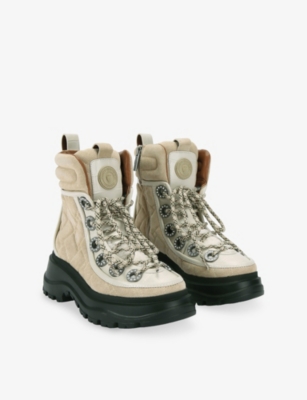 Kurt Geiger Womens Beige Kensington Hiker Quilted Leather Ankle Boots Eur 39 / 6 Uk In Multi