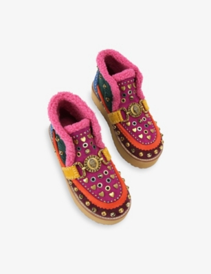 Kurt Geiger Womens Mult/other Mansion Cosy Embellished Suede Ankle Boots Eur 39 / 6 Uk In Multi