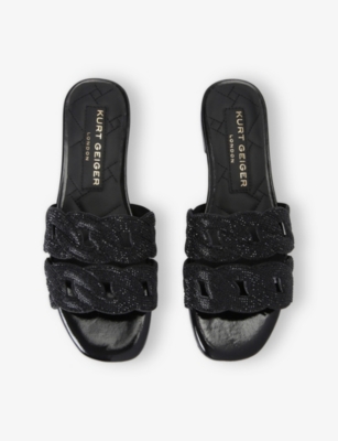 KURT GEIGER LONDON: Crystal Chain Patent-Leather Sandals