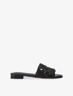 KURT GEIGER LONDON: Crystal Chain Patent-Leather Sandals