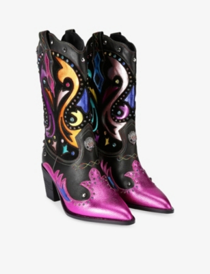 KURT GEIGER LONDON: Kensington Heeled Leather Cowboy Boots