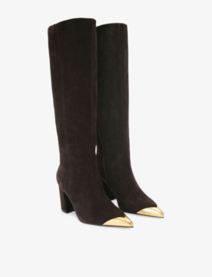 Kurt Geiger Womens Dk.brn Com Regent Cap Suede Knee-high Boots Eur 39 / 6 Uk In Black