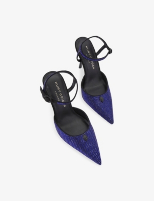 Kurt Geiger 105mm Eagle Crystal-embellished Ankle-strap Sandals In Blue