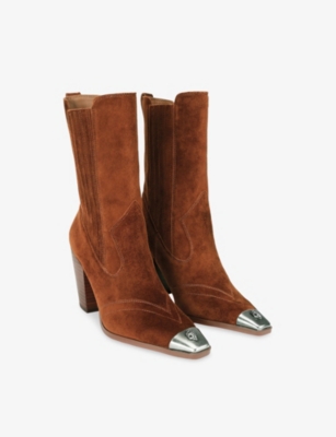 KURT GEIGER LONDON: Regent Western Heeled Suede Ankle Boots