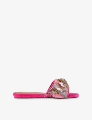 Kurt Geiger Kensington Sequin-embellished Eagle-head Loafers In Pink
