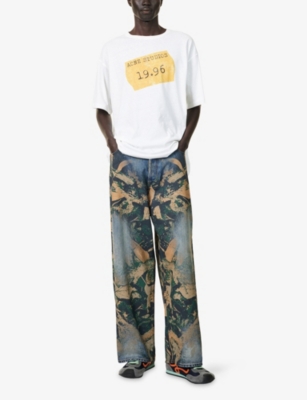 ACNE STUDIOS: Brand-Print Short-Sleeves Cotton-Blend T-Shirt