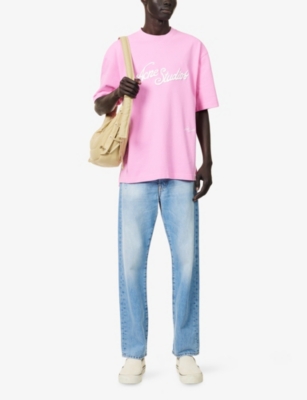 ACNE STUDIOS: Embroidered Short-Sleeves Cotton-Piqué T-Shirt