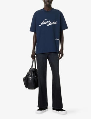 ACNE STUDIOS: Embroidered Short-Sleeves Cotton-Piqué T-Shirt