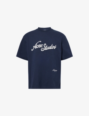 ACNE STUDIOS: Embroidered Short-Sleeves Cotton-Piqué T-Shirt