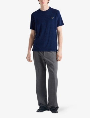 PRADA: Triangle-Logo Terry Cotton-Jersey T-Shirt