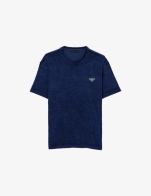 PRADA: Triangle-Logo Terry Cotton-Jersey T-Shirt