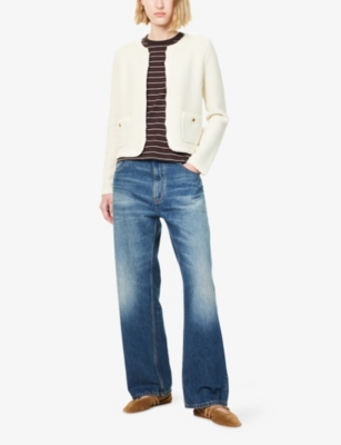 Rag & Bone Womens Ttldv Claire Braided-trim Cotton-blend Cardigan