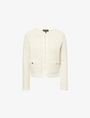 Rag & Bone Womens Ttldv Claire Braided-trim Cotton-blend Cardigan