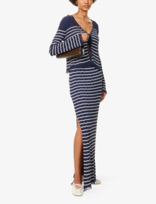 RAG & BONE: Chiara Striped Cotton-Blend Maxi Skirt