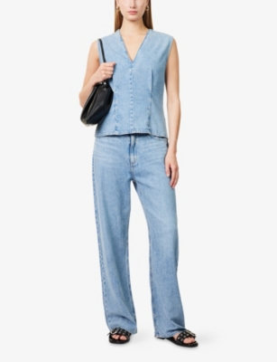 Rag & Bone Womens Tildn Phoebe Ultra Featherweight Wide-leg Mid-rise Cotton-blend Jeans