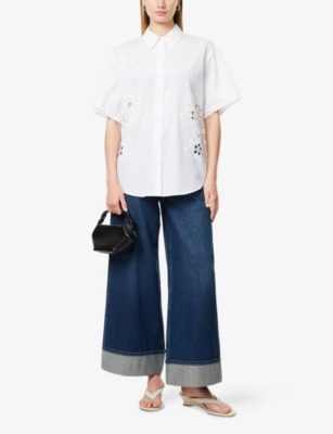 Rag & Bone Womens Wtlce Amy Lace-embroidery Cotton-poplin Shirt In White