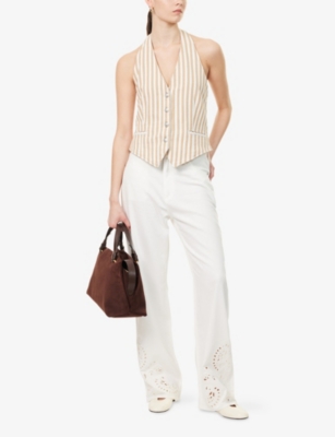Rag & Bone Ultra Featherweight Phoebe High Rise Drawstring Jeans In White Eyelet