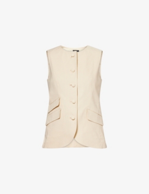 Rag & Bone Womens Lttan Slade Flap-pocket Linen-blend Vest In Neutral