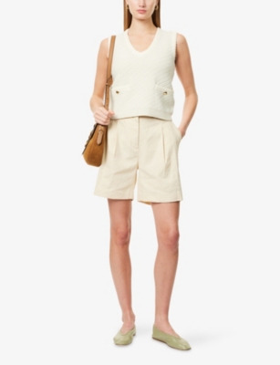 RAG & BONE: Leona Pleated Stretch-Linen Blend Shorts