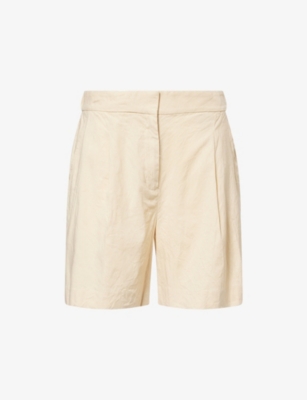 RAG & BONE: Leona Pleated Stretch-Linen Blend Shorts