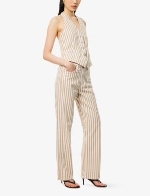 Rag & Bone Womens Tanstripe Ethel Stripe Linen-blend Vest