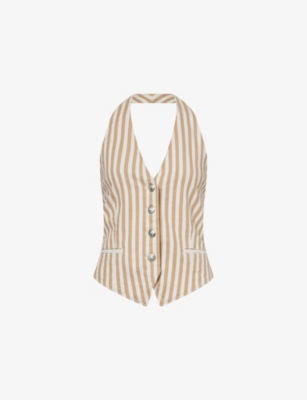 Rag & Bone Womens Tanstripe Ethel Stripe Linen-blend Vest