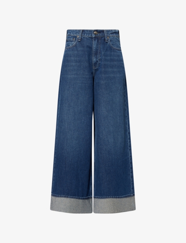 The Sofie Rhinestone-Cuffs Denim Jeans