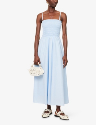 Rag & Bone Womens Ltblu Hallie Cotton-poplin Midi Dress In Blue