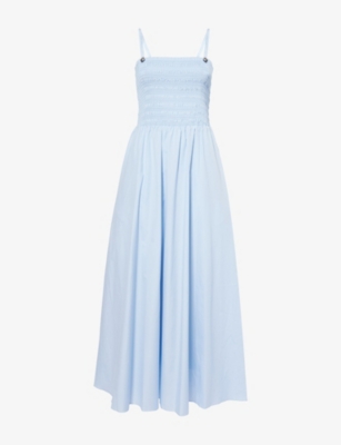 Rag & Bone Womens Ltblu Hallie Cotton-poplin Midi Dress In Blue