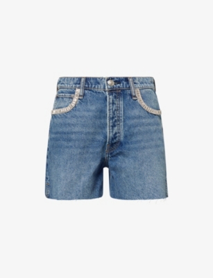 RAG & BONE WOMENS EVERIT JEWEL MID-RISE DENIM SHORTS EVJWL 
