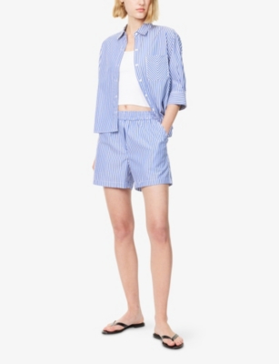 Rag & Bone Womens  Emma Stripe-print Cotton Shorts