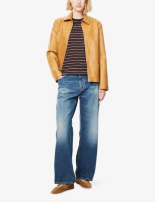 Rag & Bone Womens Camel Jordie Collared Faux-leather Jacket Xs