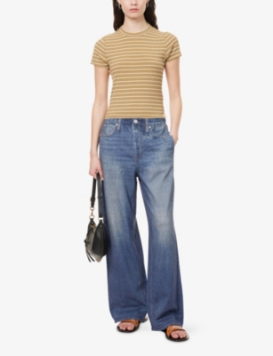 Rag & Bone Womens Khkim Luca Striped Stretch-knit Top Xs