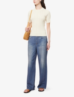 Rag & Bone Womens Ttldv Camryn Slim-fit Ribbed Cotton-blend Knit Top
