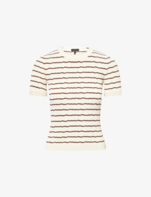 Rag & Bone Womens Ivory Chiara Striped Cotton-blend Ribbed Knit Top